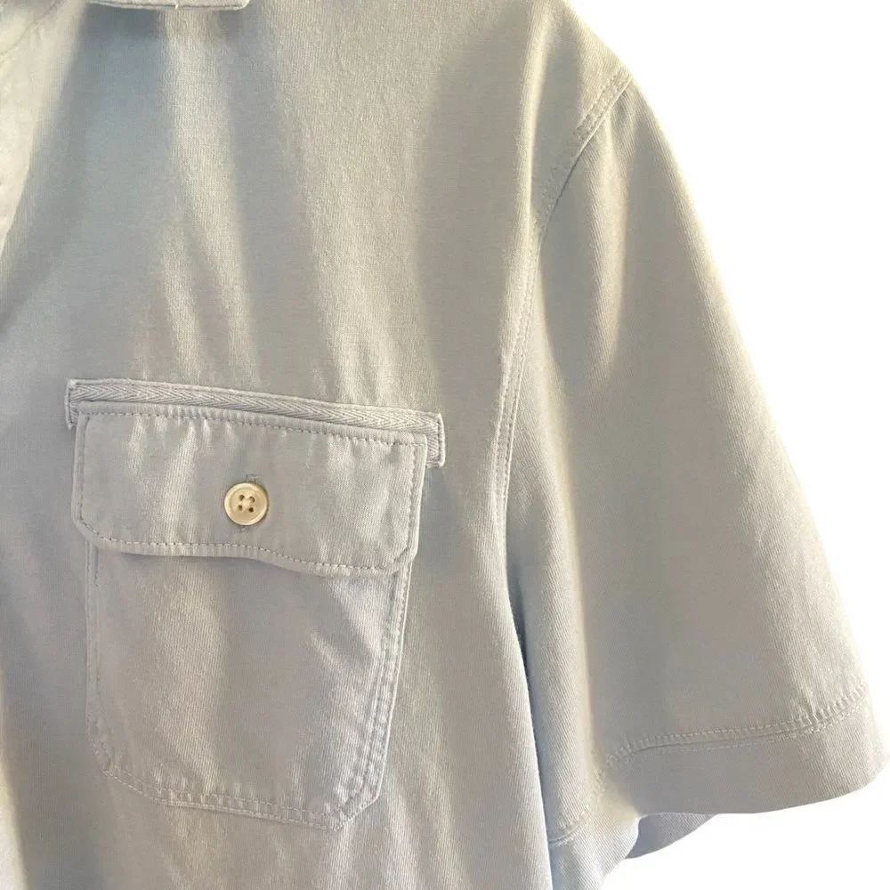 Banana Republic fitted Pima polo collared short sleeve dress shirt large blue